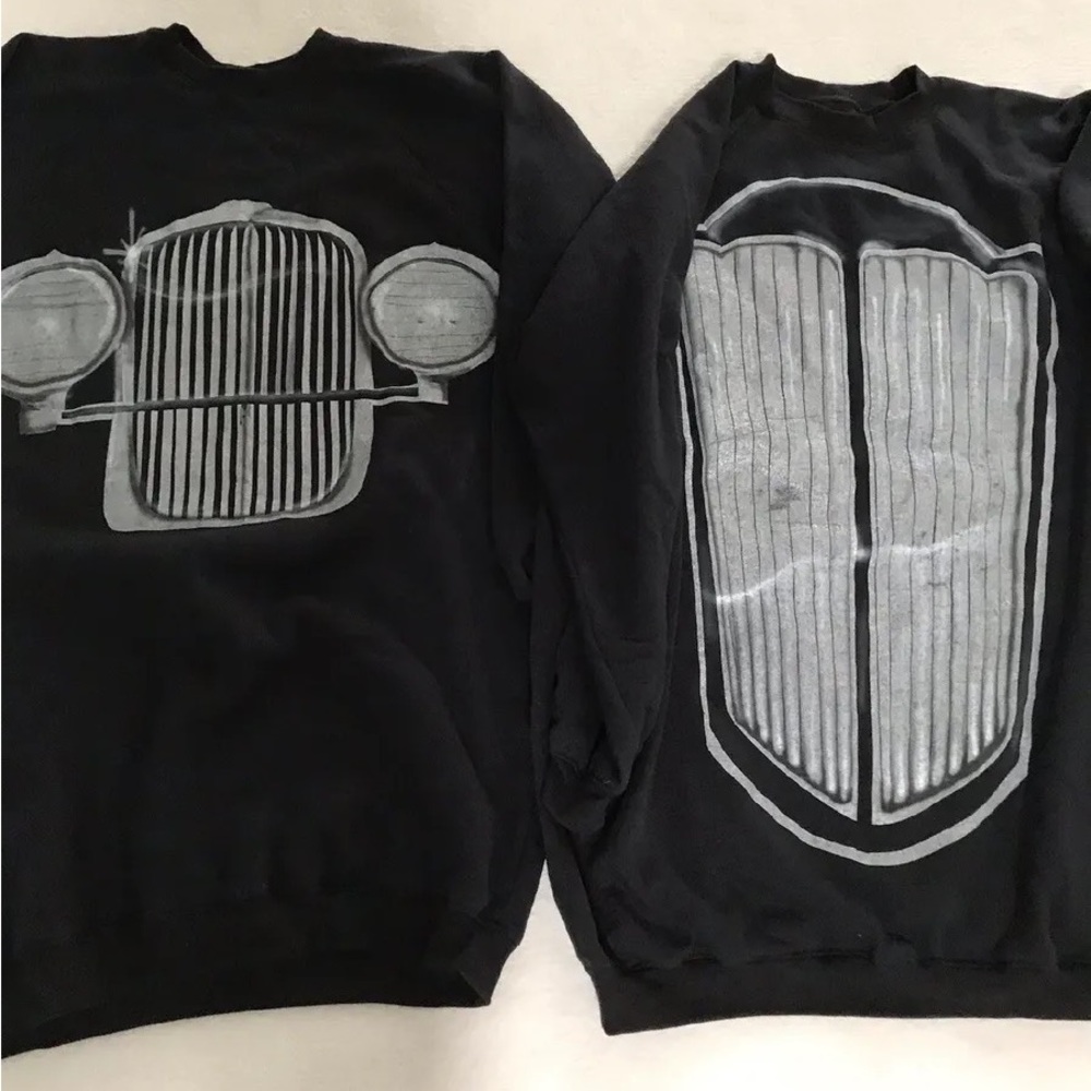Antique PACKARD & DUSENBERG Automobile Grills, 2 Costume Sweatshirts